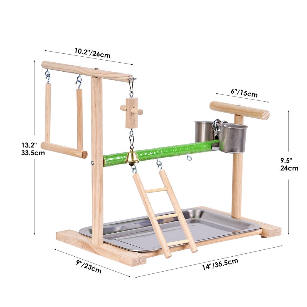 Solid Wooden Bird Toys Parrot Stand Parakeet Toy Playground Cage Perch Ladder Play Birds Swing Gym Cockatiel Hamsters Wooden