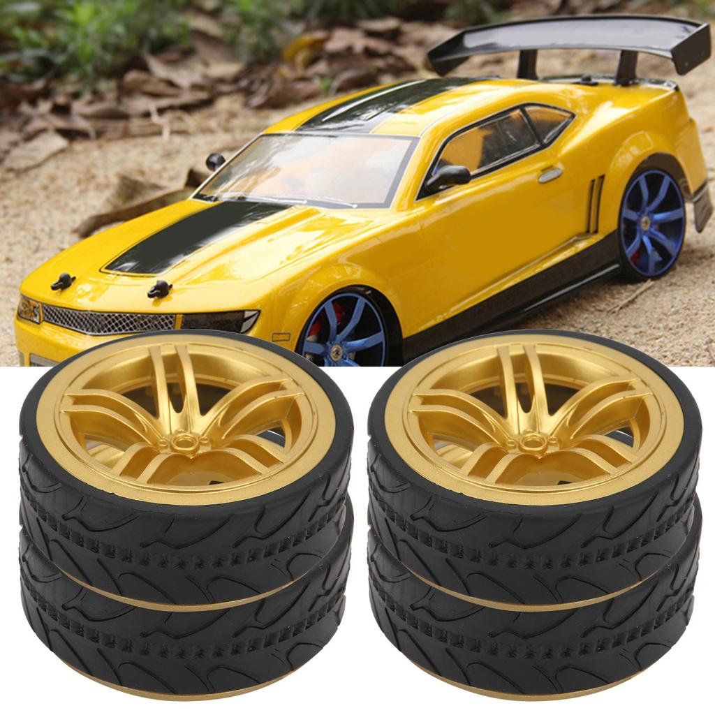 1Celsius10 Racing RC Car Wheel Plastic Wheel Hub with Grooved Rubber RC Car Spare Accessory