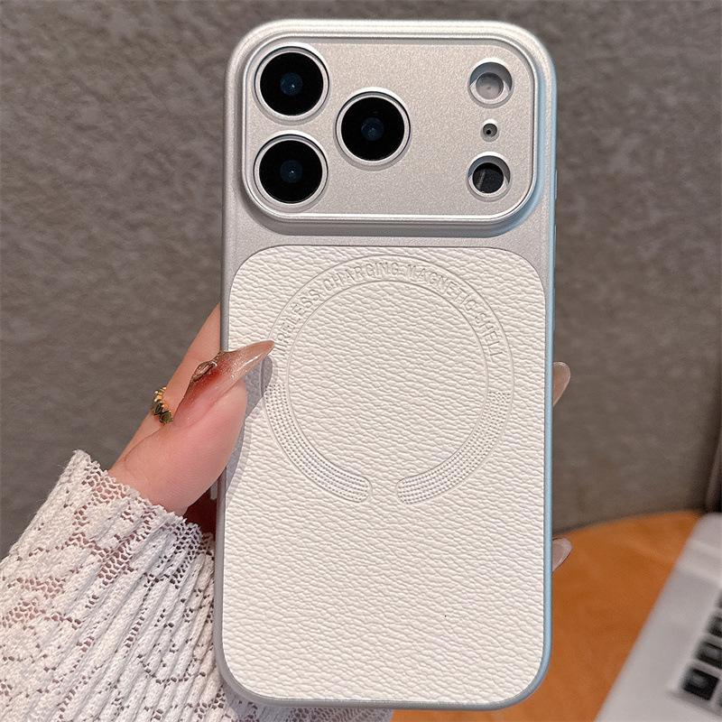 Magnetic Leather Texture iPhone 17 Pro Max Case, Compatible with Models 13-16, Cross-Border Design