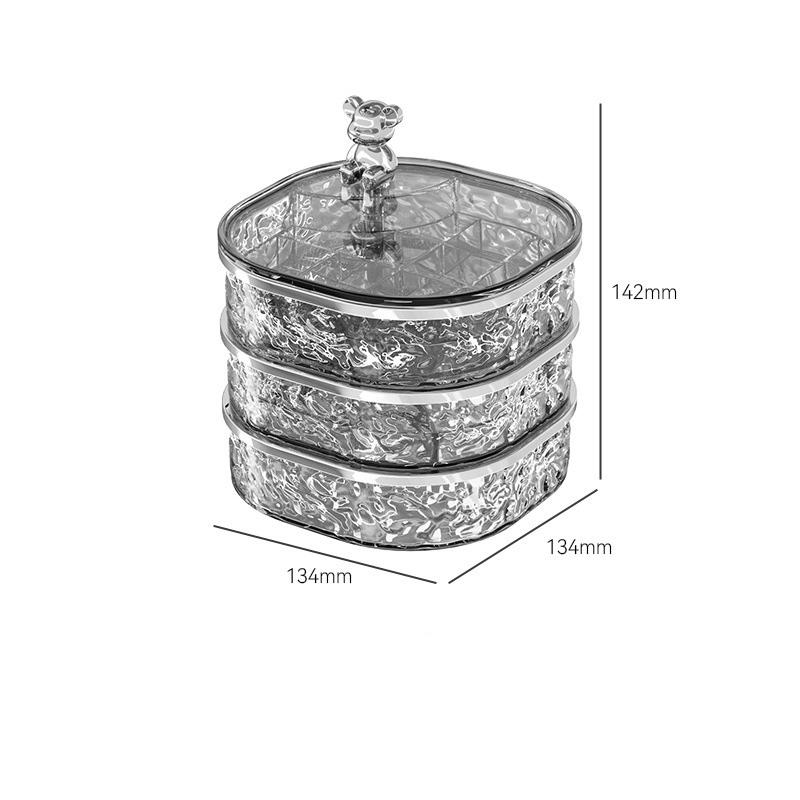 Transparent Rotating Jewelry Box With Compartments,Vanity Jewelry Organizer, Earring,Hairpin And Ring Storage Box