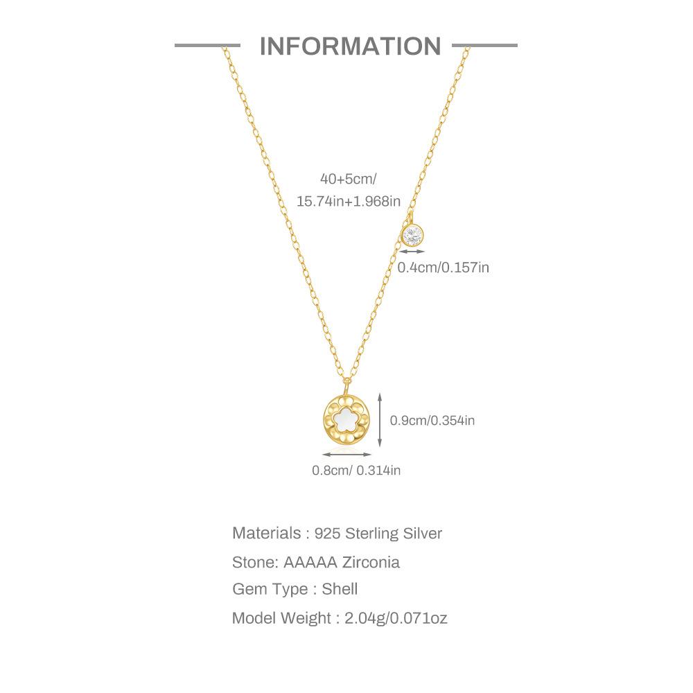 Fashion S925 Sterling Silver Five-Petaled Flower White Shell Style Simple Temperament Classic Women'S Collarbone Necklace Women