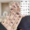 1 Hoja Araña Letra Flor Patrón Pequeño Tatuajes Temporales Para Mujeres Dedo, Pegatina de Tatuaje Falso Realista de Larga Duración