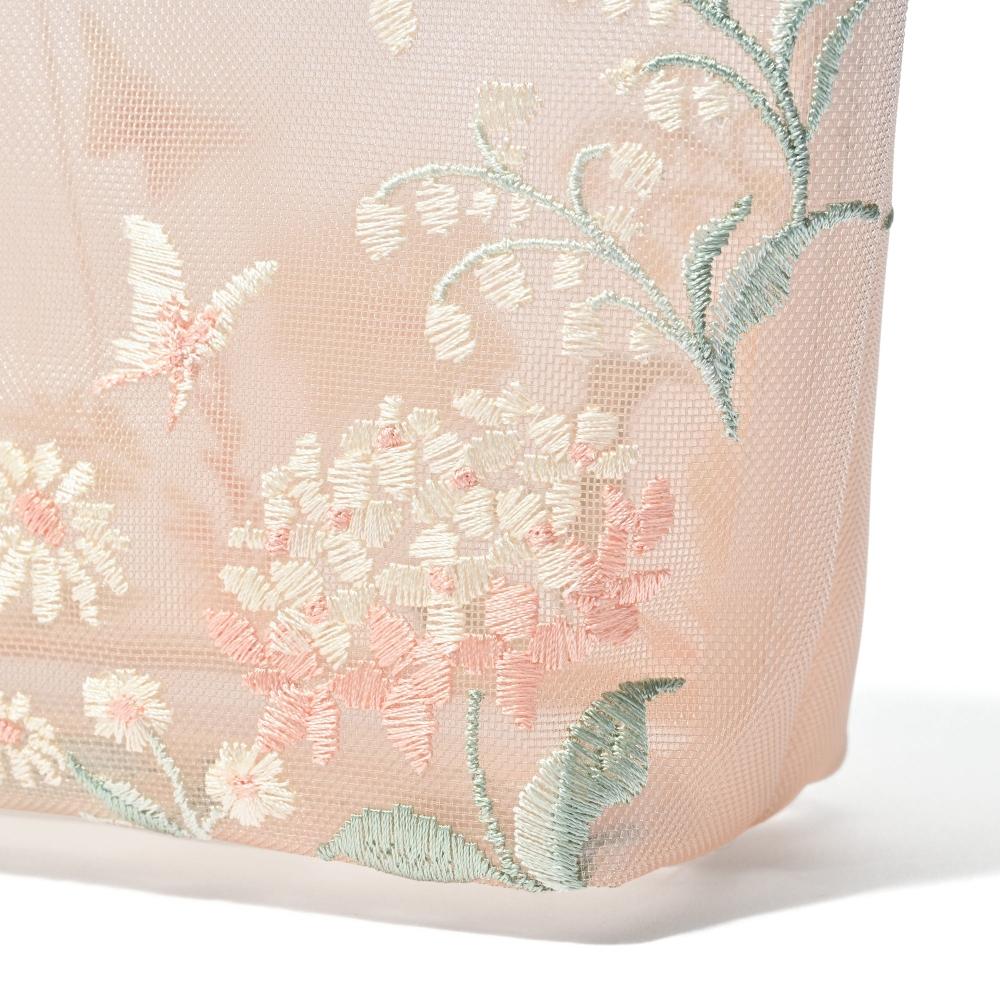 Franc Franc Japan Mesh Embroidered Pouch L Pink