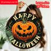 2D Flat Aluminum Decorative Plaques and Ornaments Sign, Round Metal Halloween Sign with Spiral Stem Jack Pumpkin, Distressed Rustic Wall Hanging