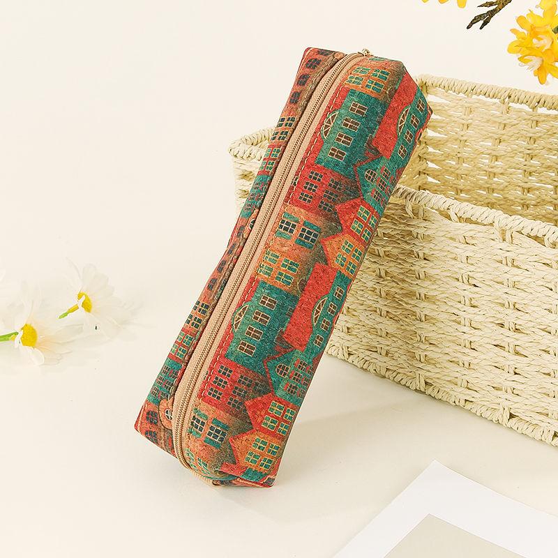 Retro Literary Pencil Case Cosmetics Storage Bag Large Capacity Office Sundries Storage Bag Student Stationery Bag