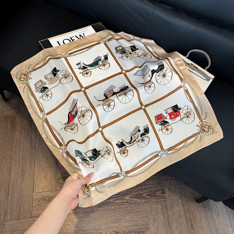Silk scarf 71 * 71 imitation silk square scarf Korean atmosphere neck silk scarf flower pattern flower polka dot scarf