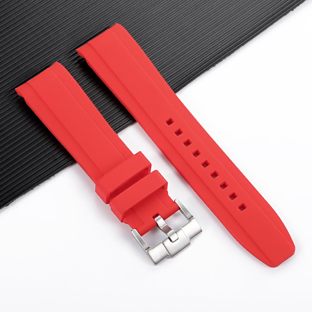 Hochwertiges Kautschukarmband mit gebogenem Ende 20mm 22mm Silikon-Uhrenarmband für Swatch für Omega Moonswatch Armband Wasserdichtes Armband