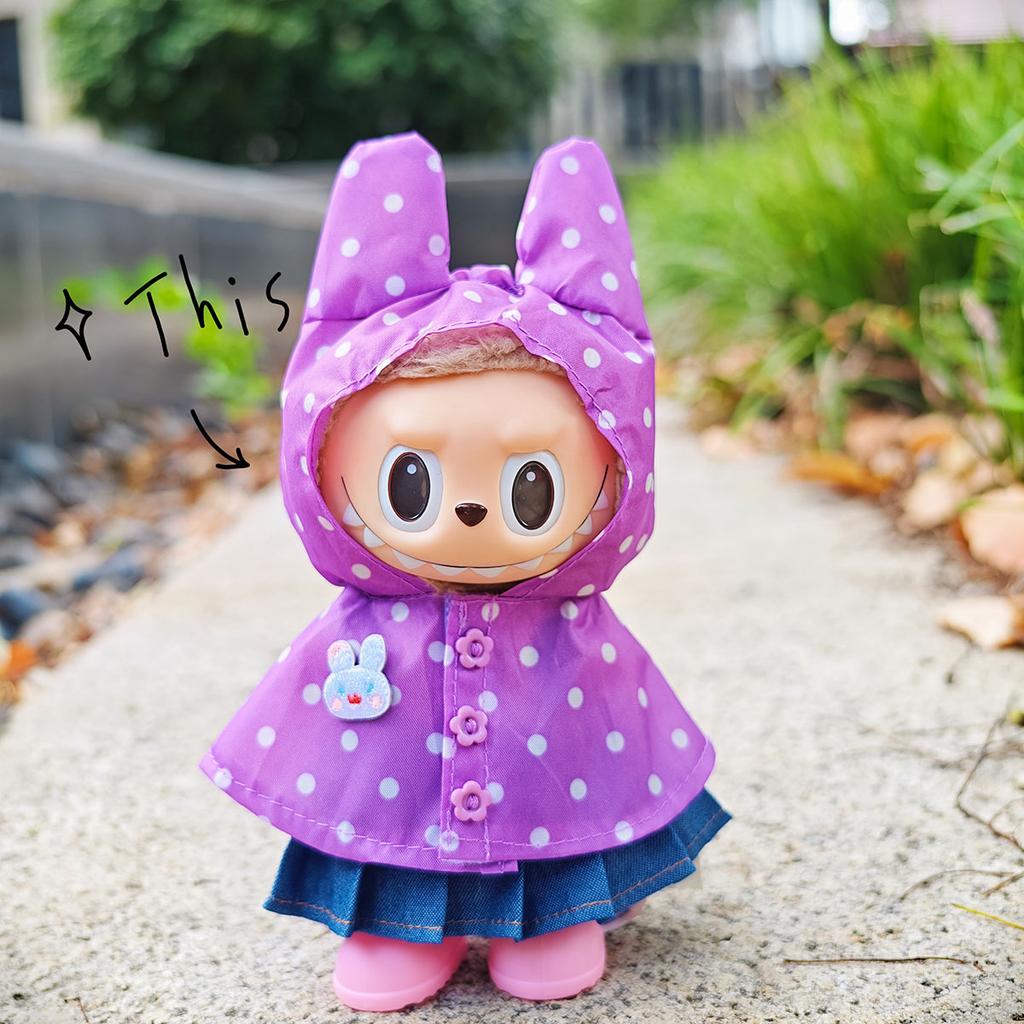 Only Clothes for V1 V2 V3 Labubu Clothes Raincoat Colorful Polka Dot Waterproof Suit Set Raincoat Suit Set Children's Gift