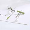 Retro Chinese Style Niche Asymmetrical Drip Glaze Bamboo Earrings Women's Small Fresh and Beautiful Fringed Earrings