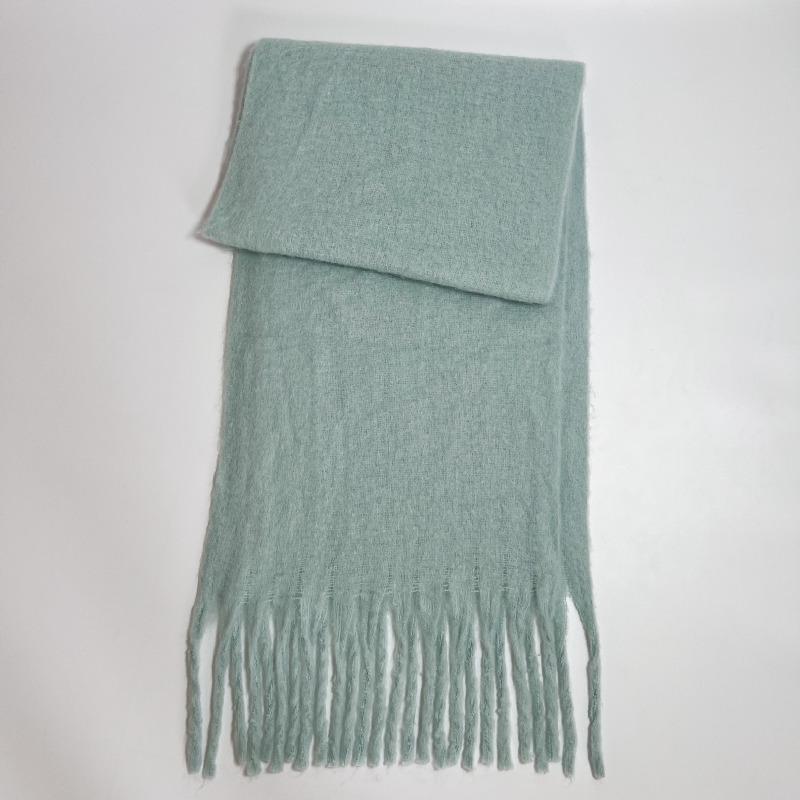 Versatile Mohair Solid Color Scarf Women's Winter Thickening Simple Warmth Enlarged Shawl Scarf