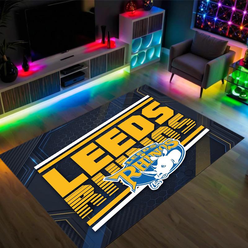 Leeds Rhinos Design Crystal Velvet Carpet Cozy Non?Slip Printed Rug For Bedroom Living Room Entrance