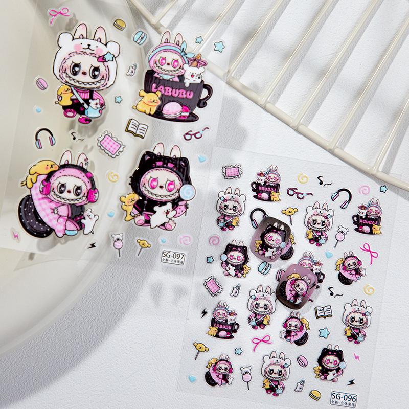 Skyline Labubu Stickers: Cute DIY Nail, Phone, Journal & Water Cup Decor for Small Dogs