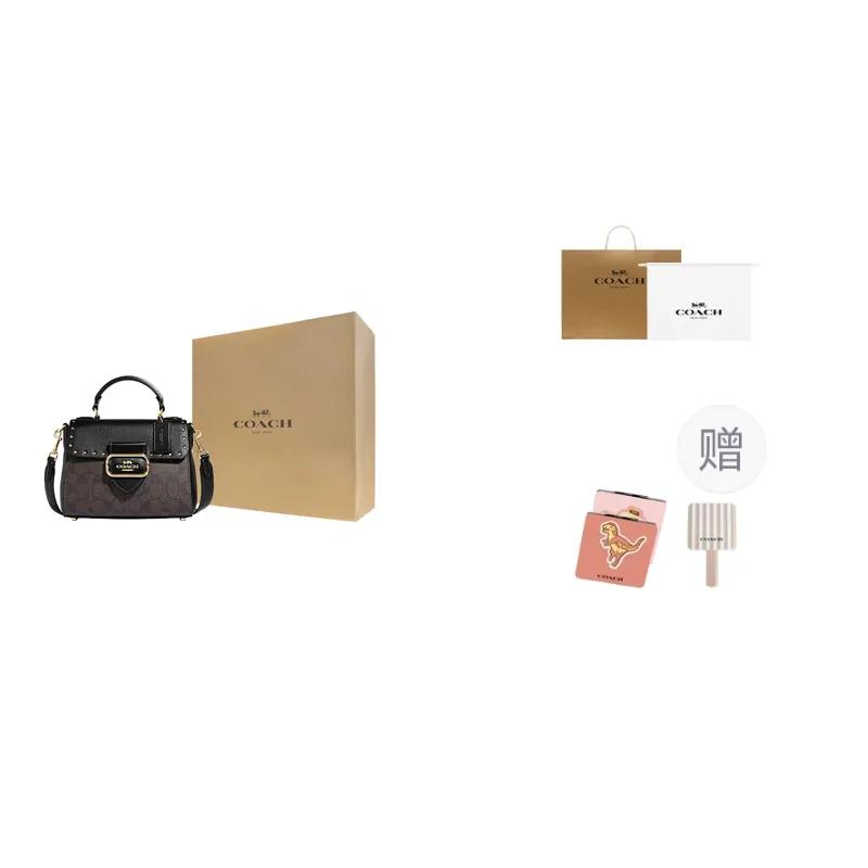 COACH Leather Shoulder Bag , Crossbody Bag , Handbag Small Women's Brown Black (Unisex) Handbags CF322 IMOSN