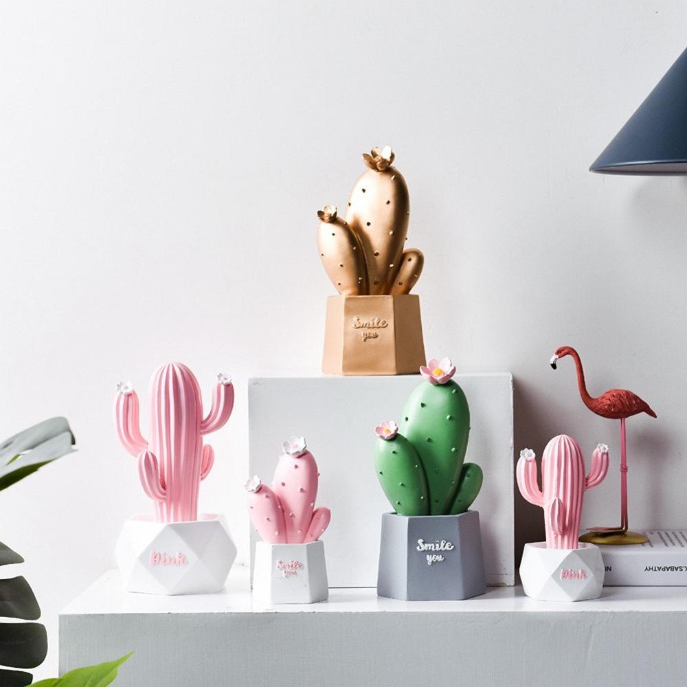 Różowy Kaktus z Żywicy Dekoracja na Biurko - Mini Sukulent Ozdoba dla Dziewczyn, Prezent do Samopielegnacji dla Kobiet Biuro i Dom