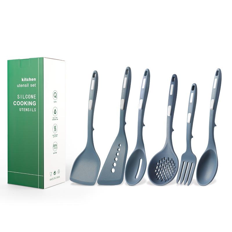 Set 6 Utensili da Cucina in Silicone Antiaderente Spatola Crema Burro Coltello Raschietto Pennello Olio Frusta Clip per Alimenti Utensili da Cucina