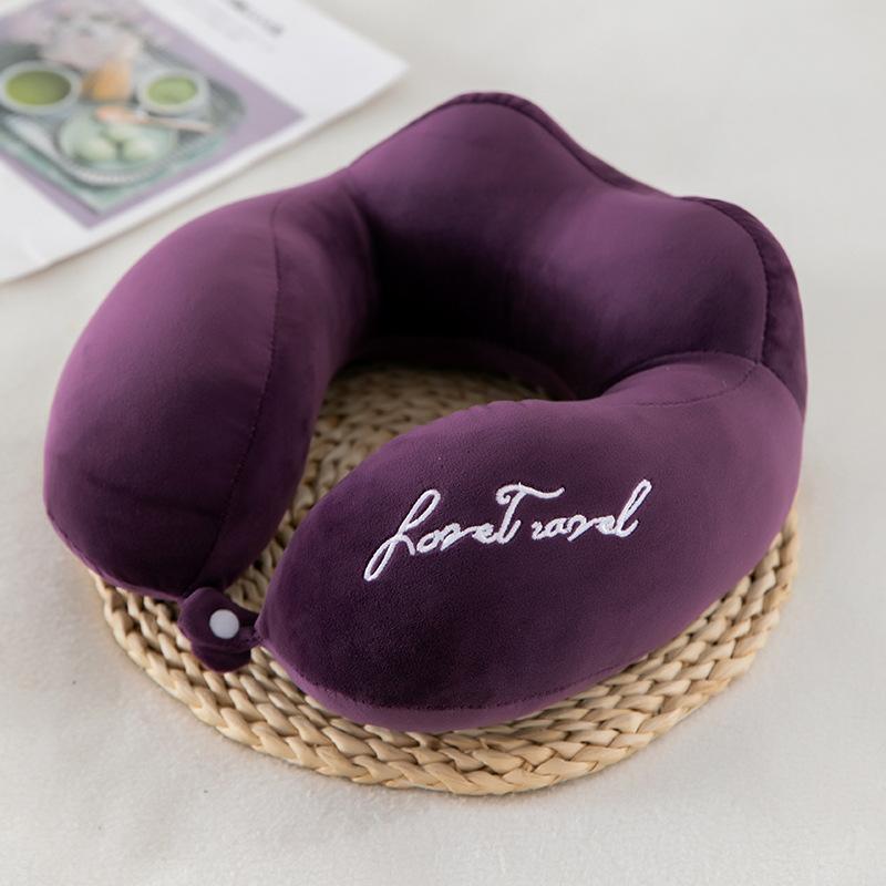 

Cartoon u-shaped pillow nap driving neck pillow creative portable hump travel plane pillow 30*30*12cm темно-фіолетовий колір