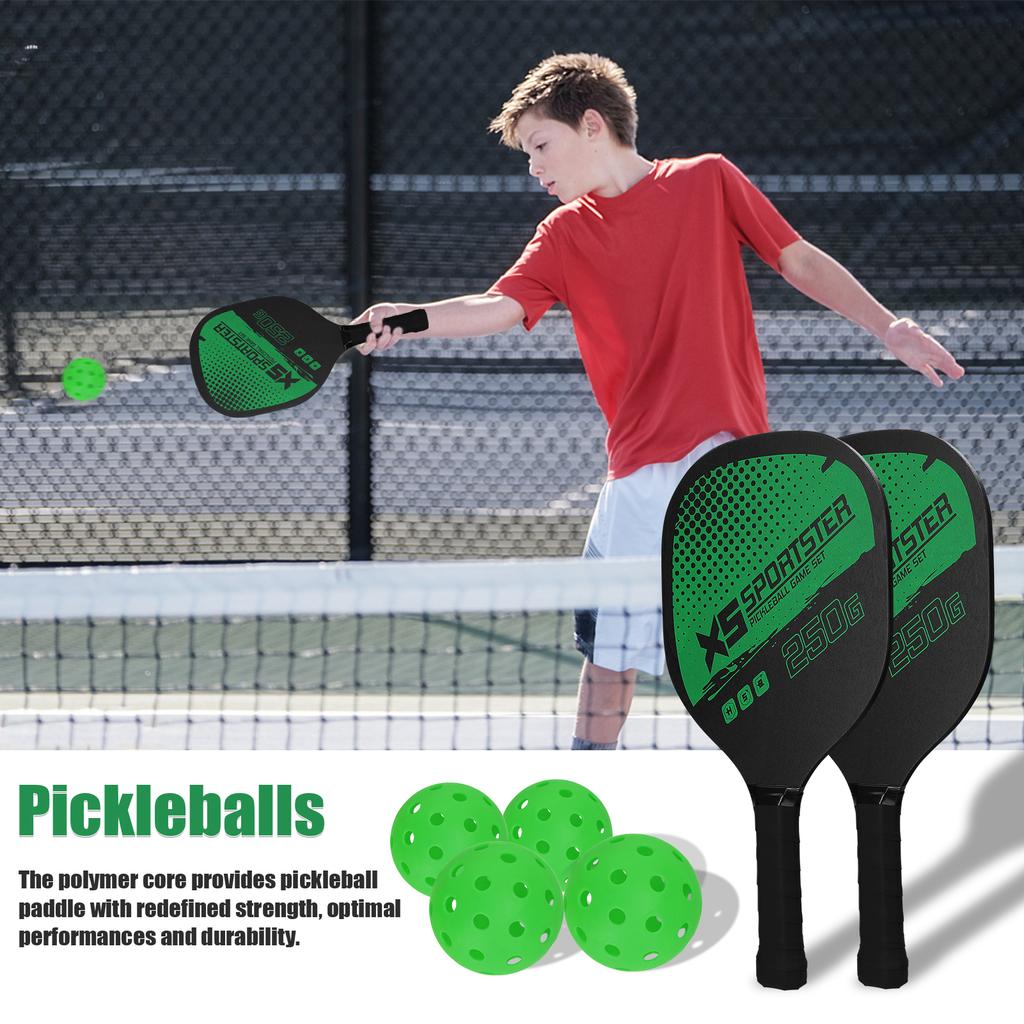 Pickleball Rackets Set Pickleball Paddle Set of 2 Rackets and 4 Pickleballs Balls Pickleball Racquet with Balls Sports Accessory