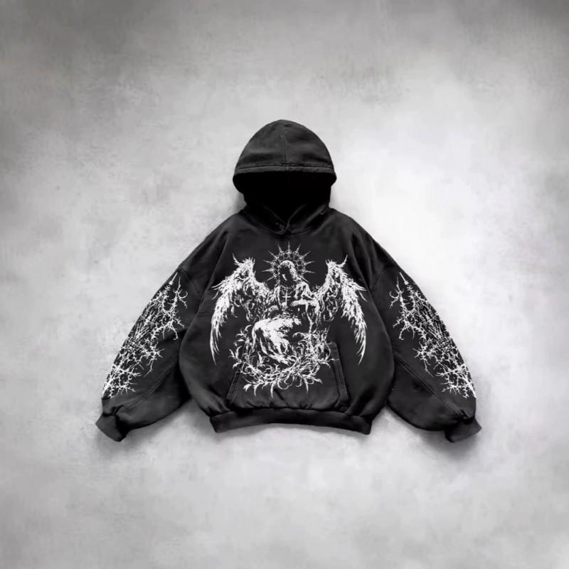 Herren Übergroßes Kapuzensweatshirt Mit 3D-Göttinnen-Print Locker Geschnitten Lässiger Langarm-Pullover