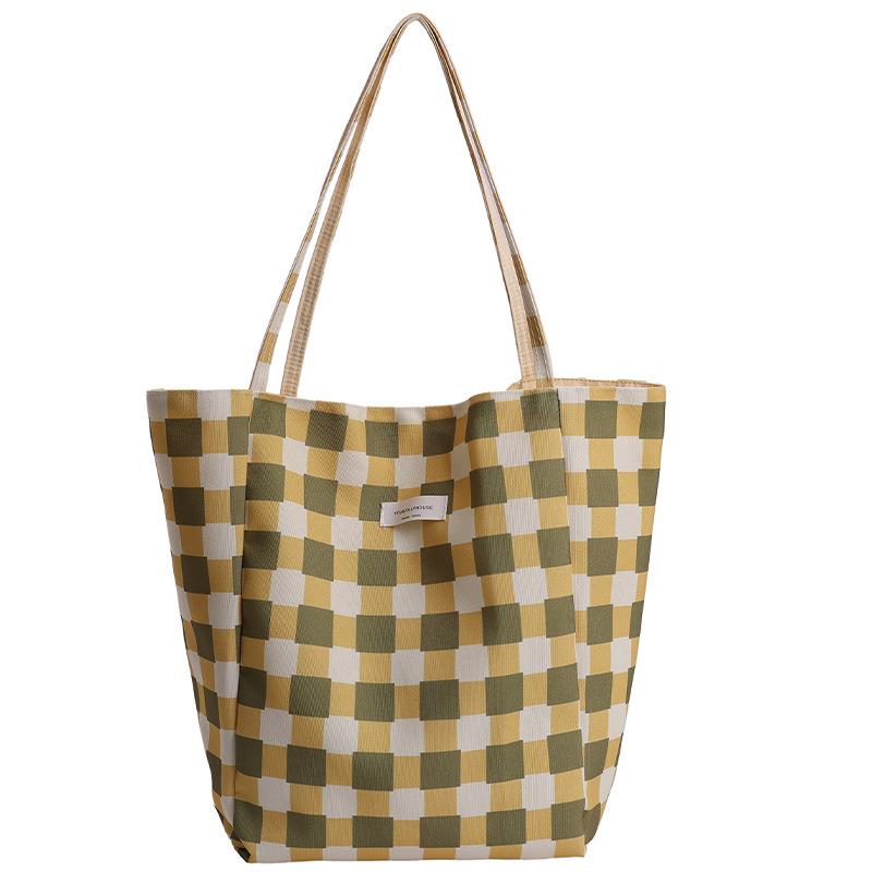 

2025 лето новая двусторонняя многоцелевая сумка через плечо большой вместимости для поездок и работы, сумка-тоут, корейская версия, повседневная женская сумка подмышку жёлтый