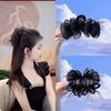 High-End Feather Tulle Fluffy Hair Clip for Elegant Updos