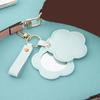 Faux Leather Flower Makeup Mirror Waterproof Portable Vanity Mirror Keychain