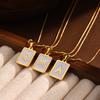 Stainless Steel Pendant Necklace Men Fashion Letter Square Card Necklace Adjustable Chain Necklace Present for Man Woman