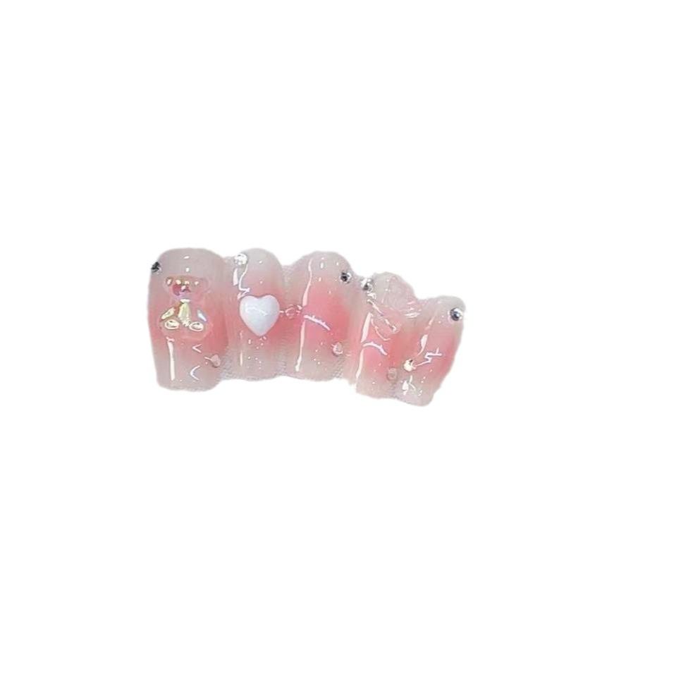 Pure Hand-made Phototherapy Wear Nail Tablets Bear Blush Wear Nail Finished Product Reusable Nail Patches