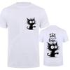 Cat Loving Coffee Print Men's T-shirt Summer Tees Comfortable Breathable Short-sleeve Top Black Cat Lovers Oversized Men T-shirt