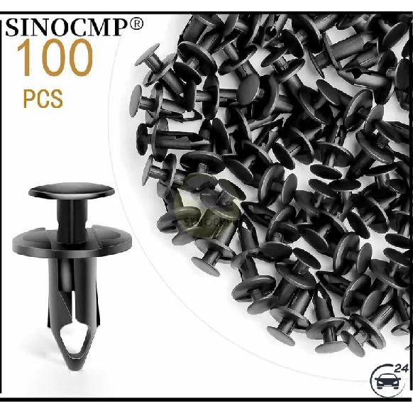 100pcs 8mm Hole Plastic Rivet Car Bumper Clips Fender Push in Fastener Rivets Interior Accessories Auto Fastener Clip