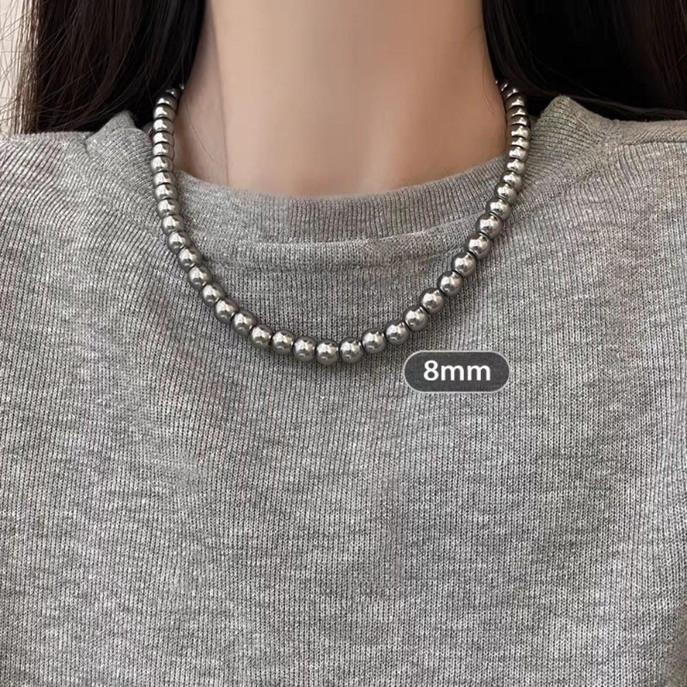 Beads Gray Pearl Necklace Imitation Clavicle Chain New Beaded Choker  Women