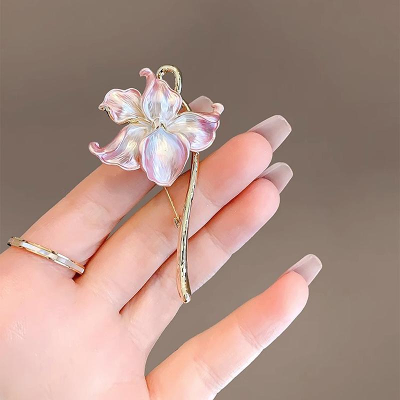Style Temperament Sense Water Lily Enamel Lily Flower Brooches For Women Weddings Banquet Office Brooch Pins Gifts