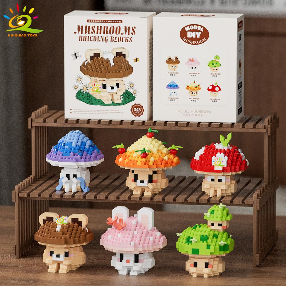 DIY Cute Mushroom Bouquet Micro Building Blocks Model Creative Home Desk Decoration Brick Toy For Kids