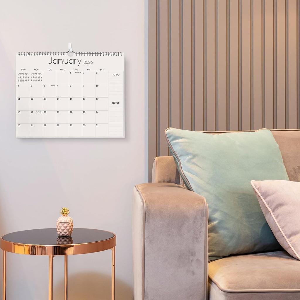SKYDUE Wall Calendar 2026-2027, Jan 2026 to Jun 2027 18 Months 2026 Wall Calendar with Planner Stickers, 14.5" x 11", Black