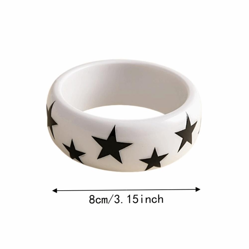 Korean Ins Star Wide Bracelet Resin Pentagram Hand Ring Exaggerated Y2k Star Bangle Decoration