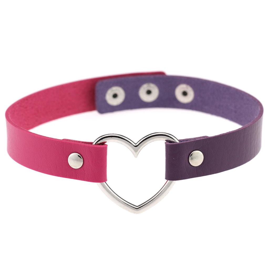 Buntes Halsband Japanischer Stil Halloween Damen Accessoire Leder Choker Kette Halsband Verstellbar Funkelnder Herz Choker