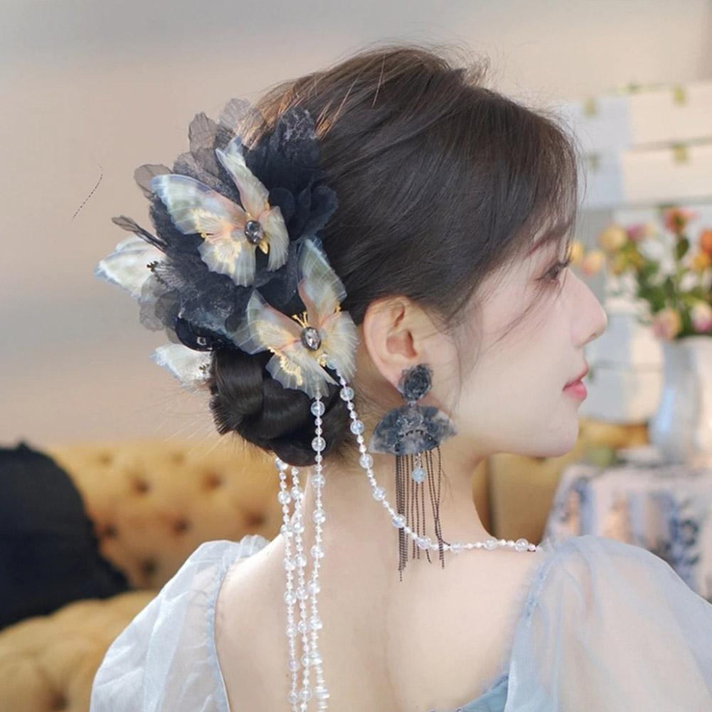 Střapec Čínské Vlasové Sponky Svatba Nevěsta Pokrývka hlavy Šperky Vlasová sponka Květinové Sponky do vlasů Hanfu Vintage B6B3