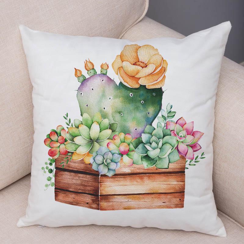 Sofa Zuhause Kissenbezug Aquarell Kaktus Dekorativer Druck Grüne Pflanze Kissen
