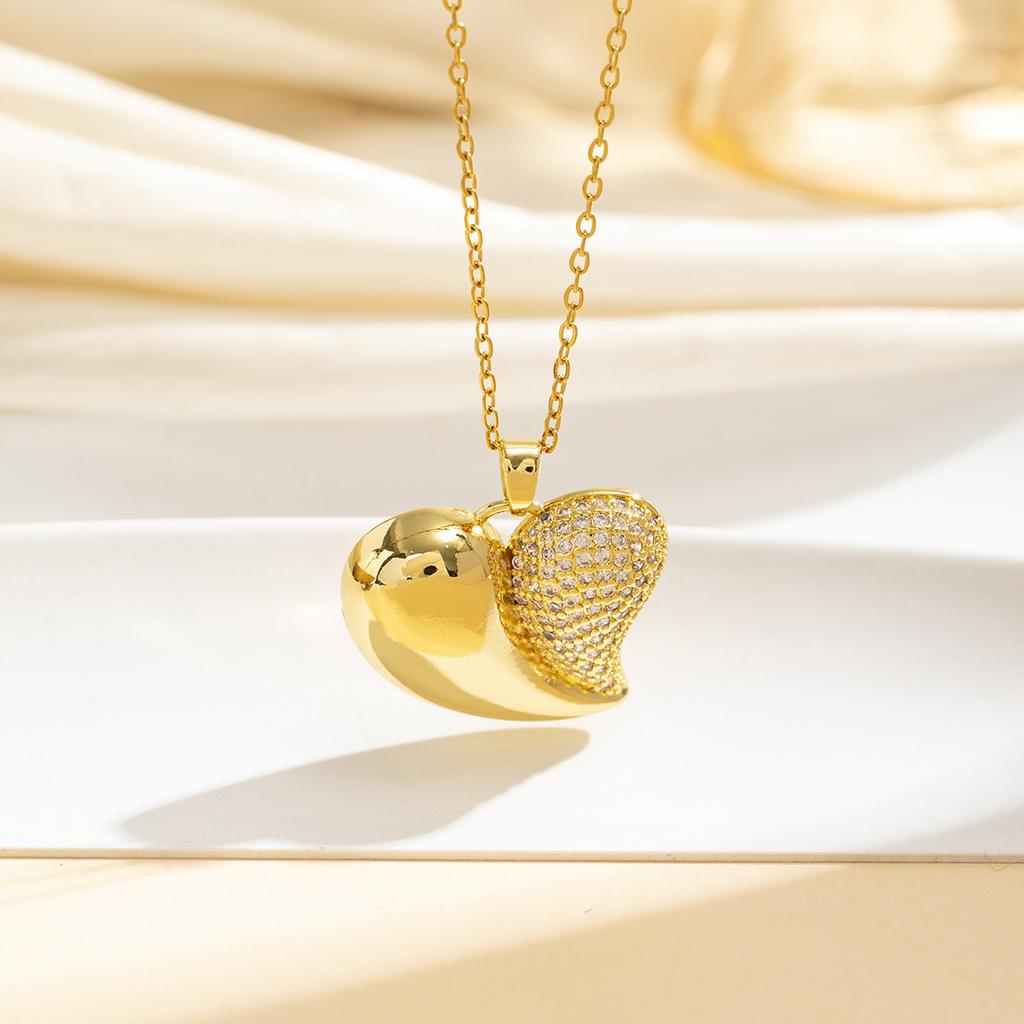 Small Heart Zircon Pendant Necklace For Women Minimalist Fashion Collarbone Chain Dainty Love Design