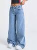 European and American new autumn high-waisted loose jeans women's wide-leg pants fashionable versatile trousers