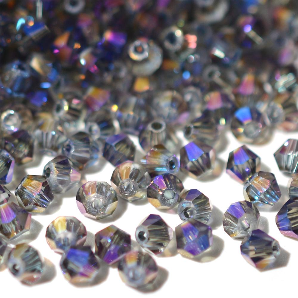 Kovová barva 100ks Průměr 4mm Bikonický tvar Pokovené Rakouské krystaly Skleněné korálky Volné Distanční korálky pro výrobu šperků