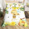 Kids Pink Rose Rabbit King Queen Duvet Cover Cartoon Animal Comforter Cover Rose Moon Floral Bedding Set Polyester Quilt Cover