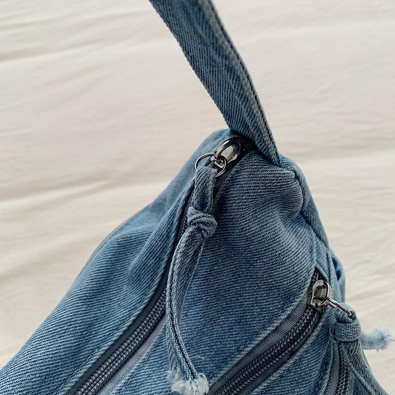 Denim Bag Women's Large Capacity Shoulder Bag Multi-Pocket Commuter Crossbody Bag