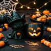Ghost Face Tealight Cup Halloween Black Cat Pumpkin Candlestick, 3D Printed Witch Candle Holder with Cup, Spooky Tabletop Decor for Party Creative