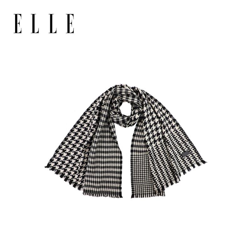 ELLE 100% Wool Houndstooth Scarf & Shawl Gift Set