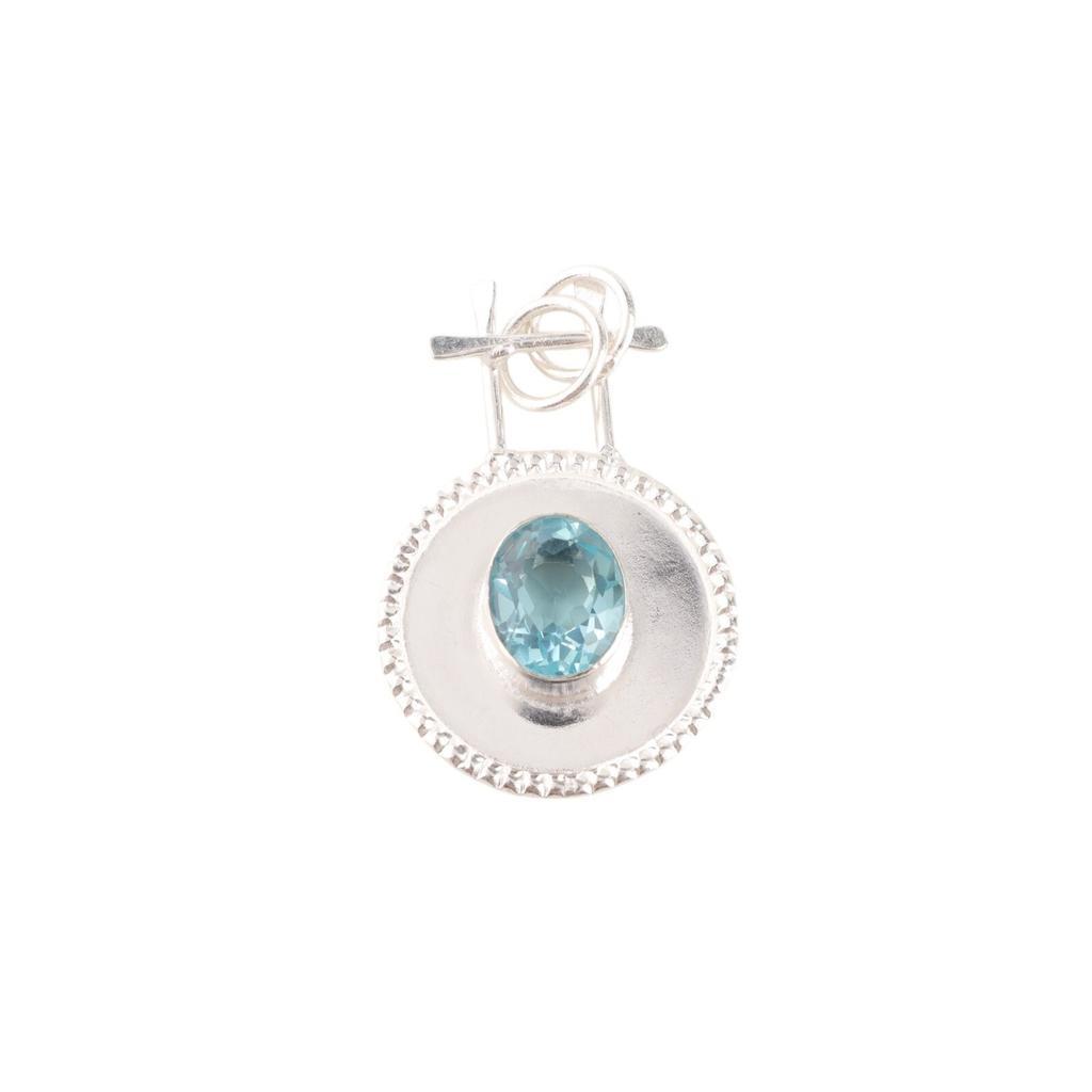 Sky Blue Topaz Gemstone 925 Sterling Silver Jewelry Pendant 1.4" Engagement Gift PP-57-8