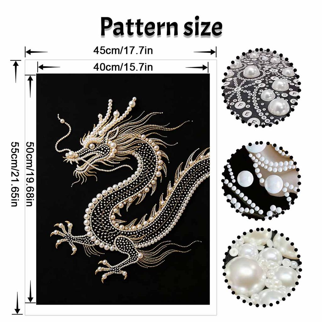 5D DIY Pearl Diamond Painting Kit Majestic Dragon Full Drill Embroidery Mosaic Art Home Wall Decor Gift