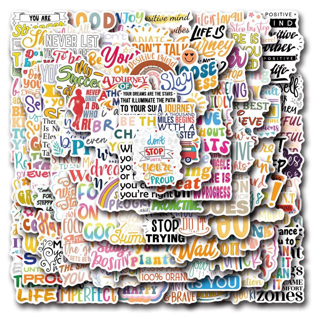 100-Pack Motivational Graffiti Stickers: Inspirational English Designs for Water Bottles and Computers