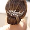 Cross-Border New European and American Style Bridal Headdress Handmade Hair Accessories Pearl Crystal Comb Wedding Photography