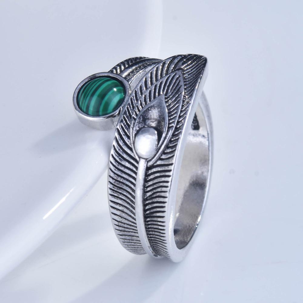 Wosikate Vintage Malachite Ring For Women  Copper Plated Finger Ring Fashion Jewelry Adjustable Size Thai Copper Jewellery
