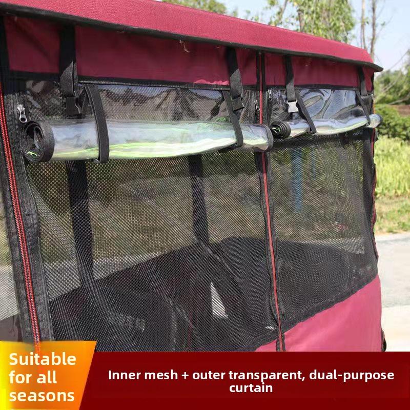Universal Tricycle Sunshade Rainproof Plastic Canopy Mesh Top Leather Sunscreen Net All-season Three-wheeled Vehicle...